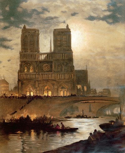 Ansicht der Westfassade der Kathedrale Notre-Dame, Paris, ca. 1840 von French School