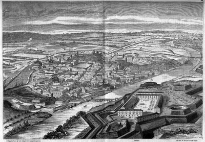Ansicht der Stadt und Zitadelle von Alexandria in Italien von French School