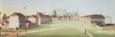 Ansicht der Infanteriekaserne in Cayenne, Französisch-Guayana, um 1840 von French School