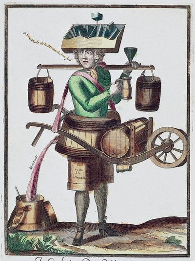 Essighersteller, Farbige Gravur, Frankreich von French School