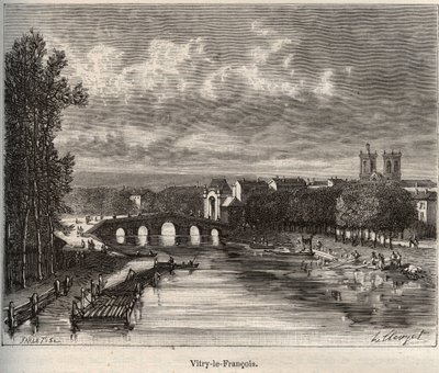 Vitry-le-Francois (Vitry le Francois) Departement der Marne - Gravur in „La France illustree: geography, history, statistical administration“ von V.A. Malt-Brown. 1884 von French School