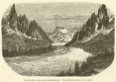 Ansicht des Mer de Glace vom Montanvert von French School