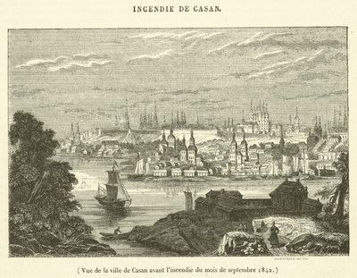 Ansicht der Stadt Casan vor dem Brand im September 1842 von French School