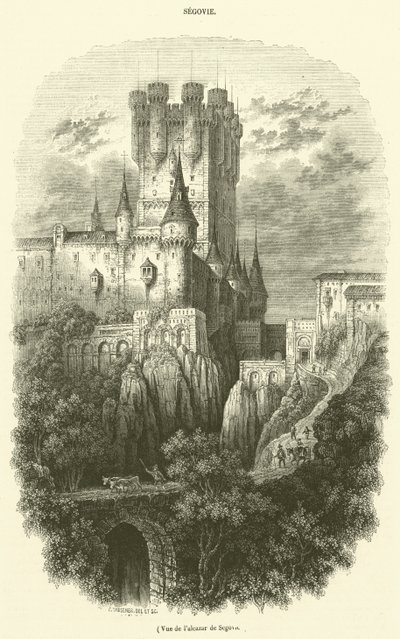 Ansicht des Alcázar von Segovia (Gravur) von French School