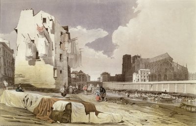 Waschfrauen an den Lavoirs am Quai Montebello, ca. 1840 von French School