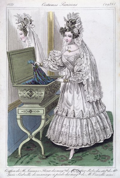 Hochzeitskleid, Modeplatte aus Costumes Parisiens, 1831 von French School