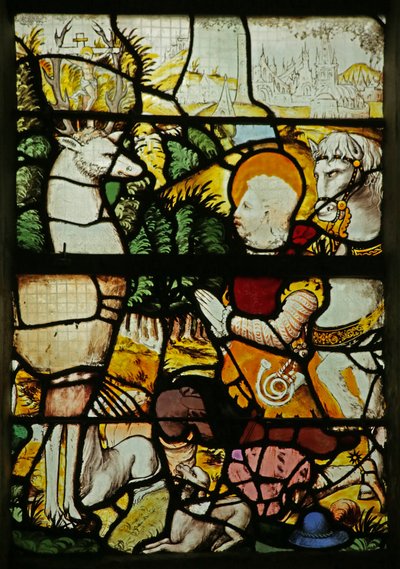 Fenster mit dem Heiligen Eustachius (als Placidus), der dem Hirsch begegnet von French School