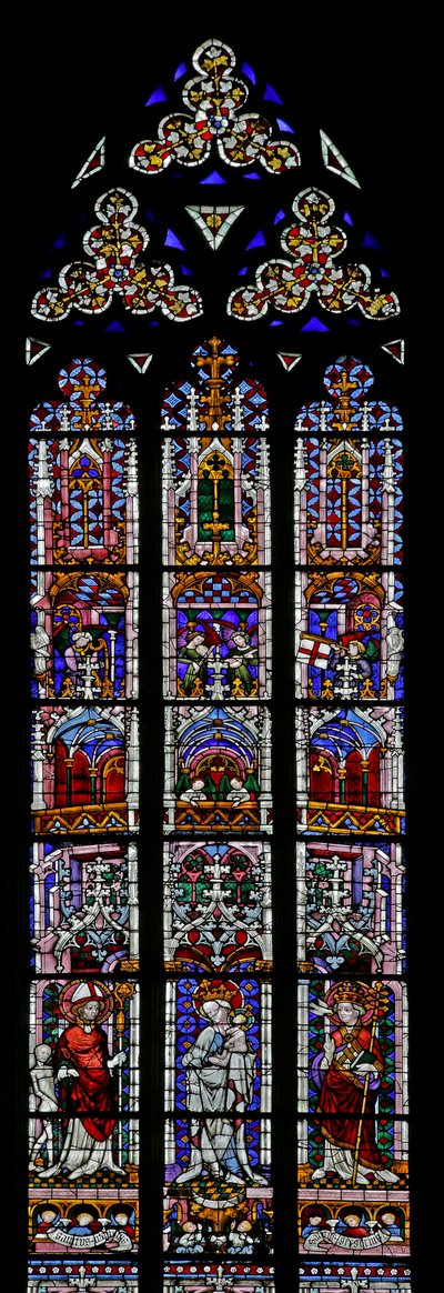 Fenster mit dem Heiligen Martin, der Jungfrau und dem Kind, dem Heiligen Gregor (modern) von French School