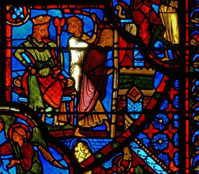 Fenster mit einer Szene aus dem Leben des Hl. Thomas von French School