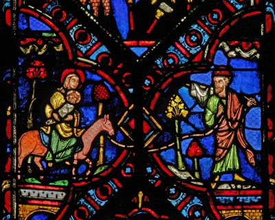 Fenster w0 mit der Flucht nach Ägypten von French School