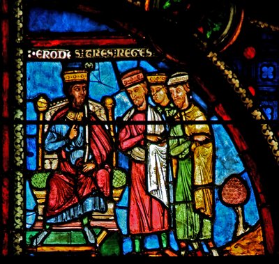 Fenster w0, die Magier bei Herodes von French School