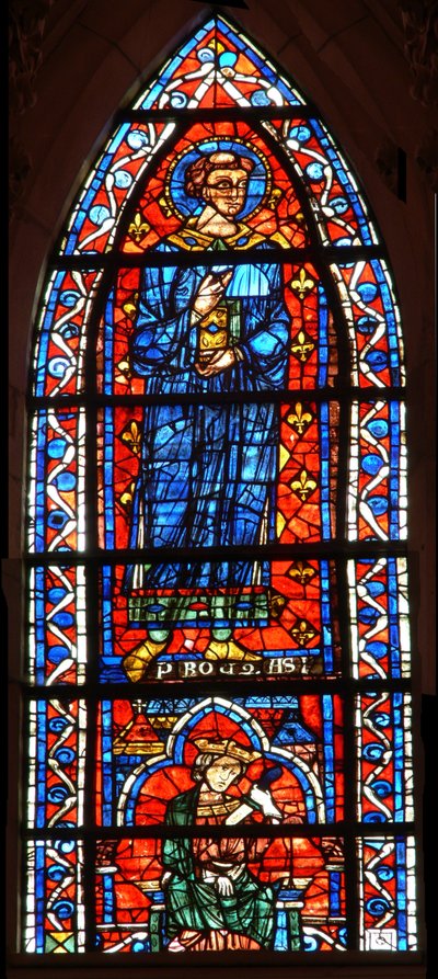 Fenster w100 zeigt St. Protais - unten tötet sich ein König von French School