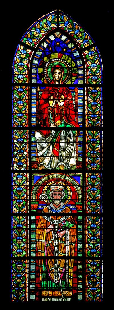 Fenster w109 mit der Jungfrau Maria und St. Martin von French School