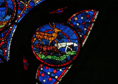 Fenster w115, die Erschaffung der Tiere darstellend von French School