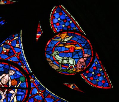Fenster w115, die Erschaffung der Vögel und Tiere darstellend von French School
