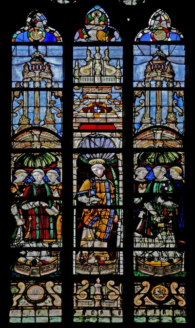 Fenster w12, Darstellung von sieben Diakonen, darunter Antoine de Crevant von French School