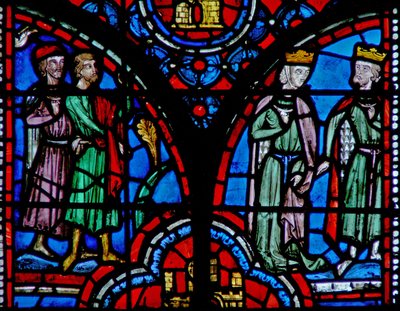 Fenster w13 Ahasverus und Esther besuchen das Fest Esth V 5 von French School