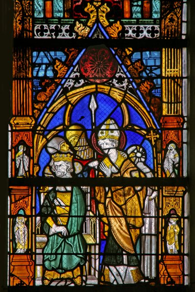 Fenster w19 mit Darstellung von Thomas Becket und Heinrich II., die uneinig sind von French School