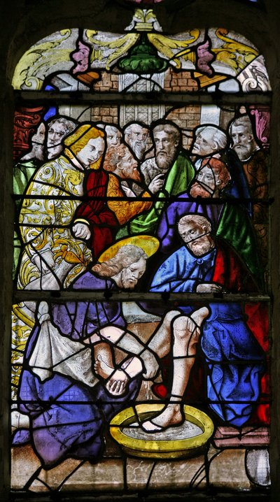 Fenster w1, Christus wäscht seinen Jüngern die Füße von French School