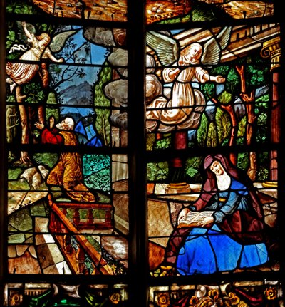 Fenster w1 Darstellung der Verkündigung an Joachim und die Heilige Anna von French School
