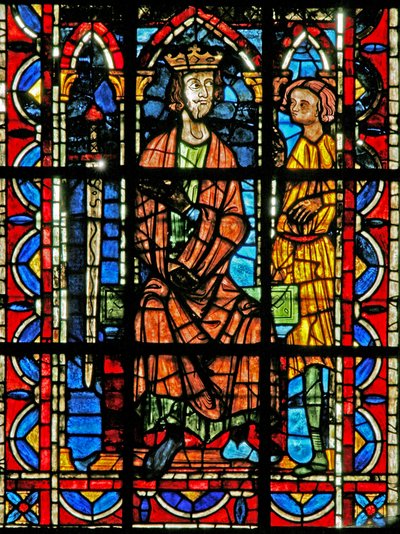Fenster w202, den heiligen Johannes mit dem Kaiser Domitian darstellend von French School