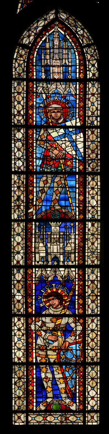 Fenster w203 mit Darstellung von St. Mauritius und St. Viktor (Buntglas) von French School