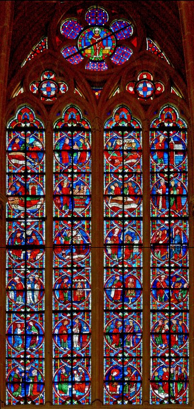 Fenster w209 zeigt Szenen aus dem Leben des Heiligen Nikolaus von French School