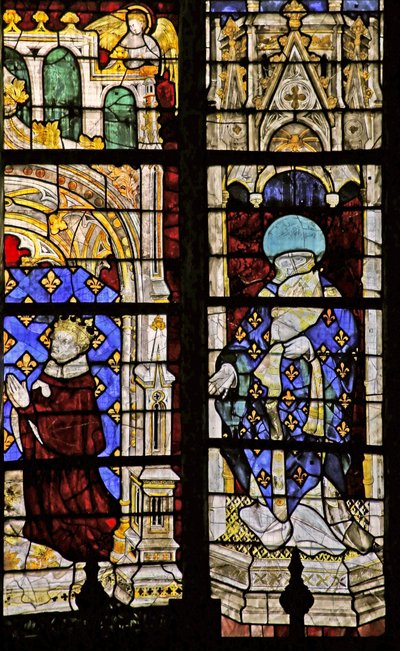 Fenster w210, das St. Denis mit dem Stifter Karl VI. darstellt von French School