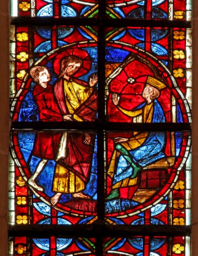 Fenster w210 zeigt St. Jakobus vor Herodes von French School