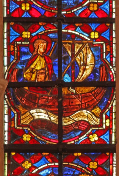 Fenster w212, Darstellung von Johannes segelt nach Patmos von French School