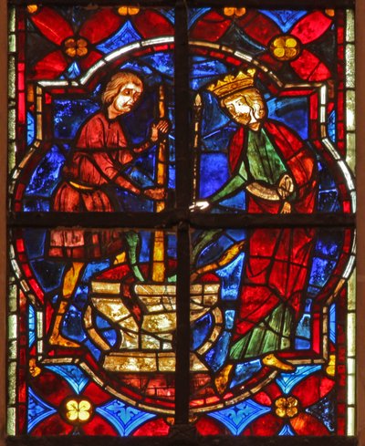 Fenster w212, Darstellung einer Szene aus der Legende von Johannes: der Heilige und das Wunder der zerdrückten Juwelen von French School