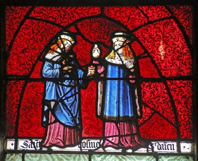 Fenster w22, das St. Kosmas und St. Damian darstellt von French School