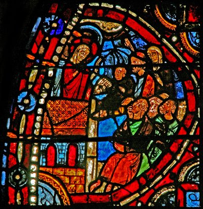 Fenster w22, Szene aus dem Leben der St. Maria Magdalena - die Heilige predigt in Marseille von French School