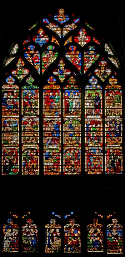 Fenster w232 zeigt Szenen aus der Geschichte vom verlorenen Sohn von French School