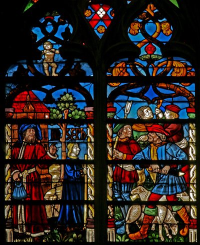 Fenster w234 zeigt Jakob mit Josef; die Brüder schmieden Pläne von French School