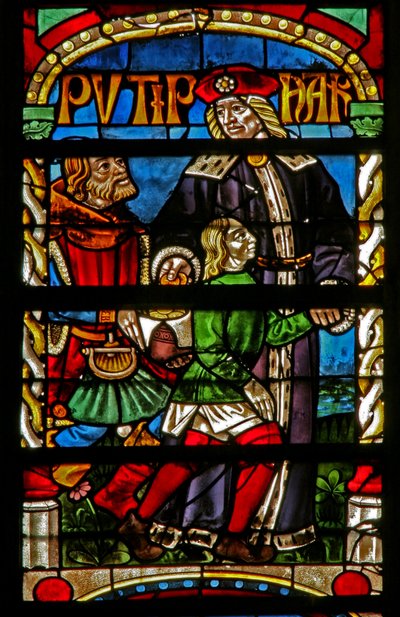 Fenster w234 zeigt Josef wird an Potiphar verkauft von French School