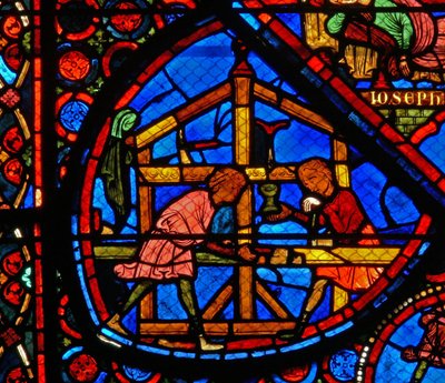 Fenster w24 zeigt Stifter - Zimmerleute von French School