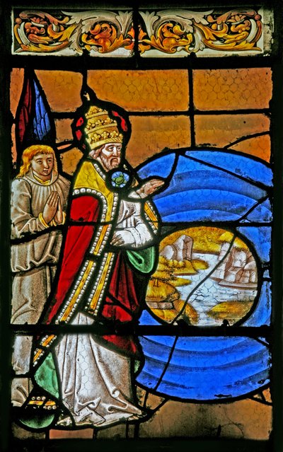 Fenster w2 mit der Erschaffung des Meeres und des trockenen Landes von French School
