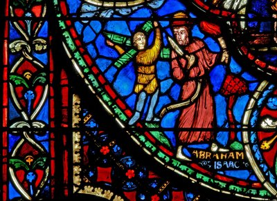 Fenster w3 mit Abraham, der Isaac opfern will von French School