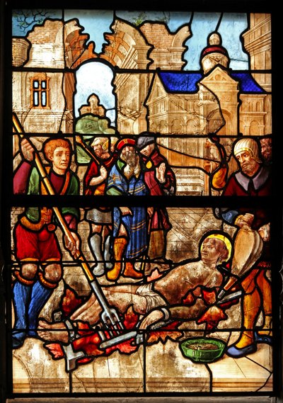 Fenster w46 mit dem Martyrium des heiligen Laurentius von French School