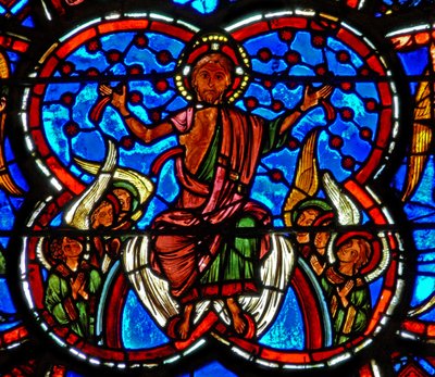 Fenster w4 mit Christus beim Jüngsten Gericht von French School
