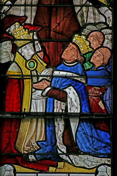 Fenster w4, Papst Paul II. und König Ludwig XI. von French School