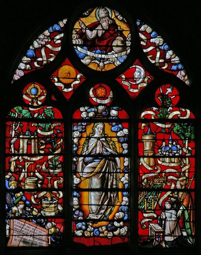 Fenster w4 mit der Unbefleckten Empfängnis oder der Litanei von Loreto von French School
