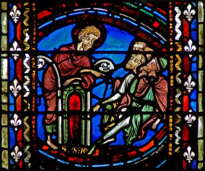 Fenster w53, Darstellung von St. Johannes der Täufer, der predigt von French School