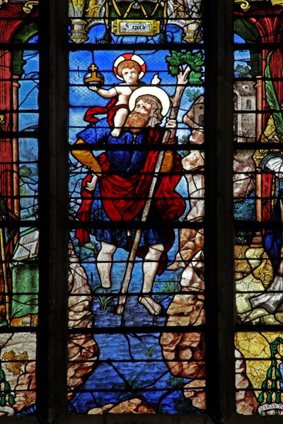 Fenster w9 mit dem heiligen Christophorus von French School