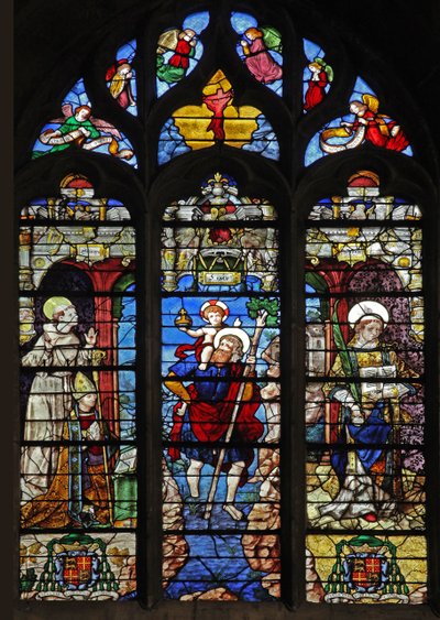 Fenster w9 mit dem heiligen Franziskus, dem heiligen Christophorus und dem heiligen Stephanus von French School