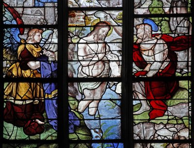 Fenster w9, Darstellung der Taufe im Jordan von French School