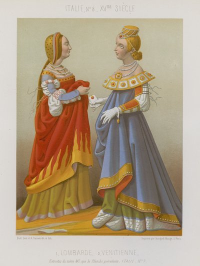 Frau aus der Lombardei neben einer Venezianerin von French School