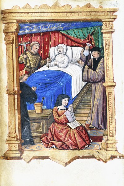 Frau in einer Sterbeszene mit Johannes dem Täufer, ca. 1475-1500 von French School