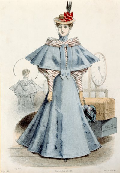 Frau im Reisekleid, aus Le Coquet, 1895 von French School
